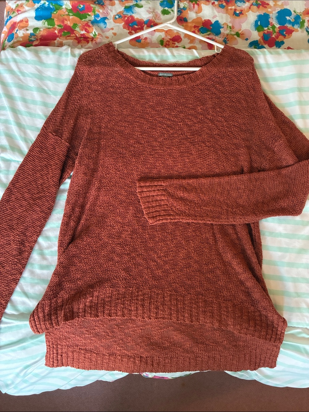 Charlotte Russe Rust Knit Crewneck Sweater